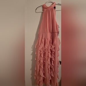 1. STATE Cascading Ruffle Maxi Dress Color Rose Linen